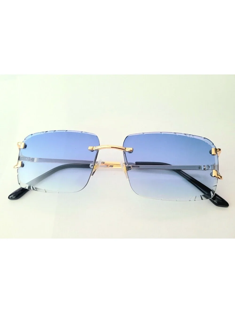 Piccadilly Gld Blu Gradient C Diamond Cut Designer Sunglass